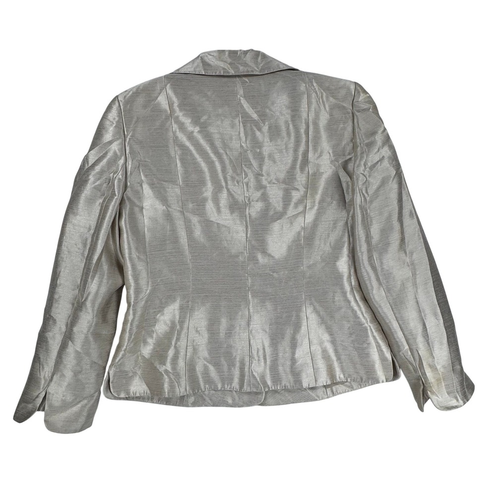 Kasper Petite Blazer Women's 12P Champagne Gold Shimmer Textured Button Front - Picture 10 of 10